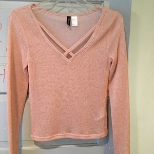 Sheer shimmery pink sweater - h&m